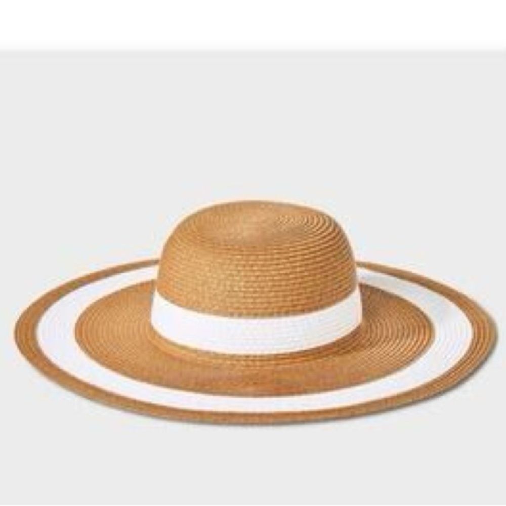 Shade & Shore NWT Tan and White Wide Brim Sun Hat New With Tags